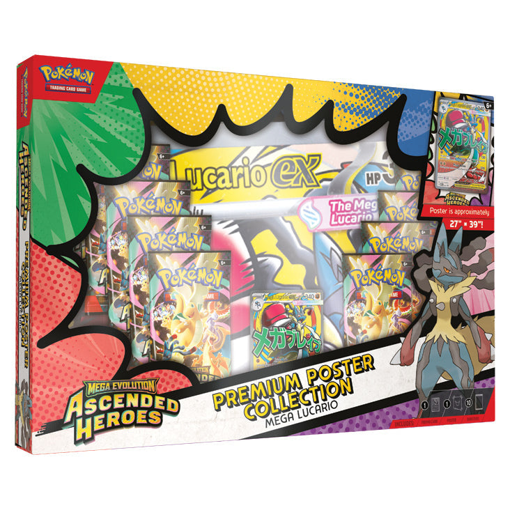 Pokémon TCG Ascended Heroes Premium Poster Collection — Mega Lucario, factory sealed