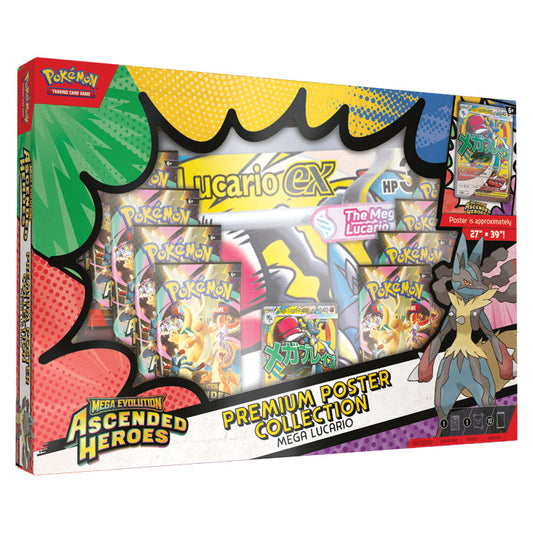 Pokémon TCG Ascended Heroes Premium Poster Collection — Mega Lucario, factory sealed